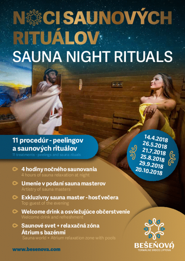Liptov akcie udalosti lipovzije liptov zije aquapark besenova gino park sauna saunove ritualy horucka sobotnej noci